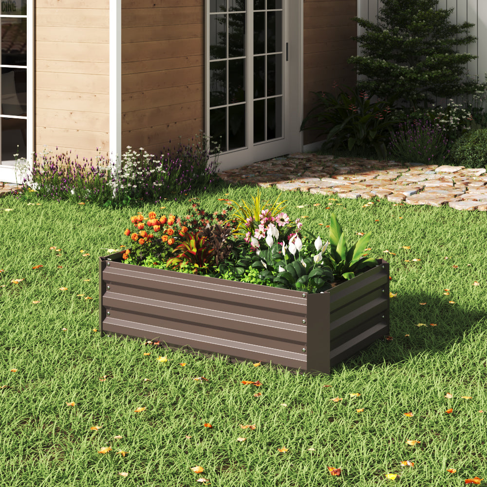 Galvanized Steel Square Raised Garden Bed Planter Box