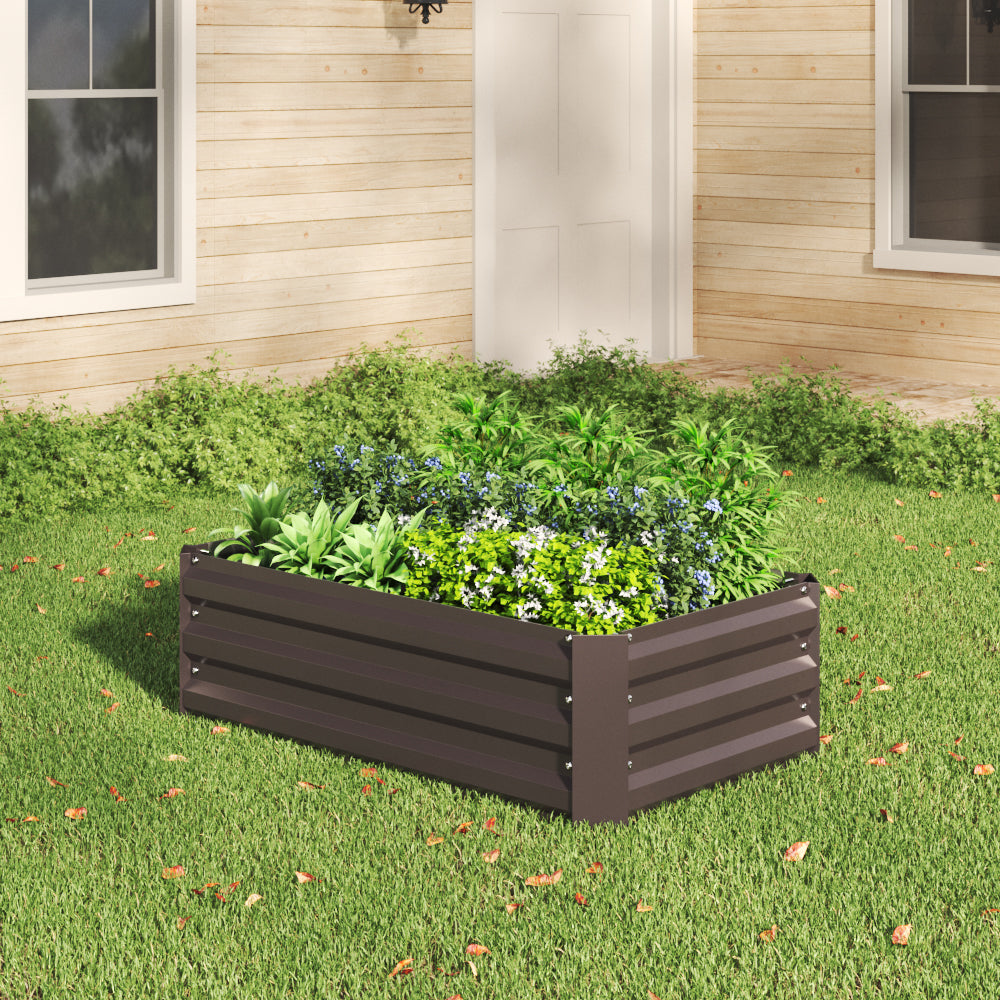 Galvanized Steel Square Raised Garden Bed Planter Box