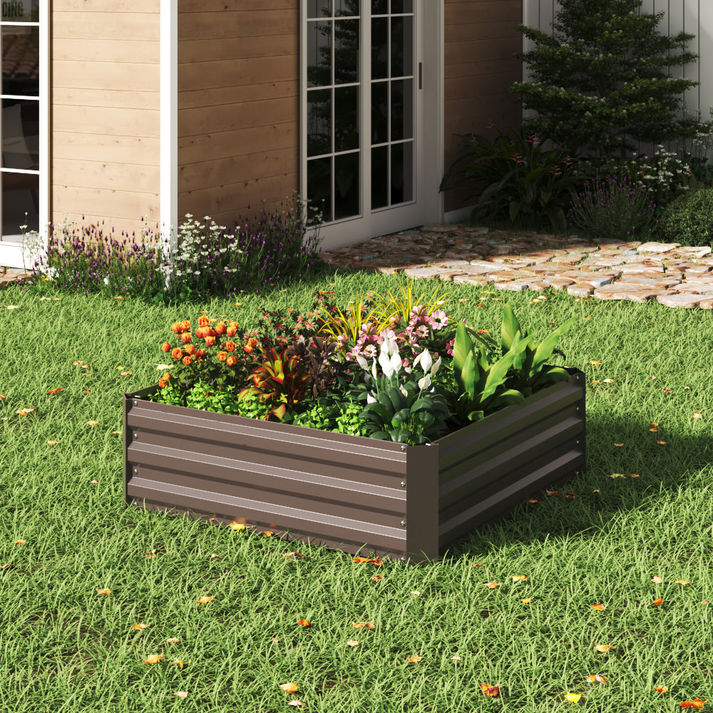 Galvanized Steel Square Raised Garden Bed Planter Box
