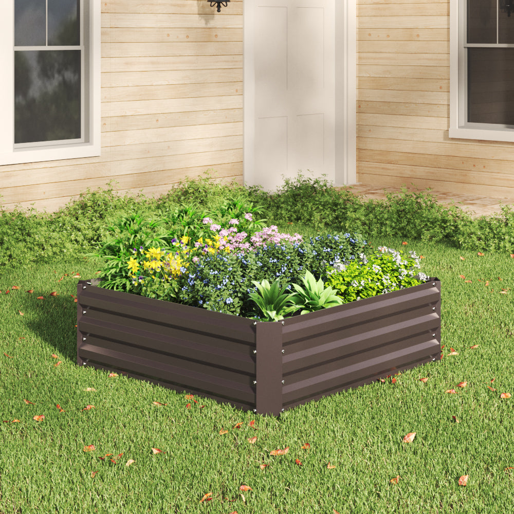 Galvanized Steel Square Raised Garden Bed Planter Box