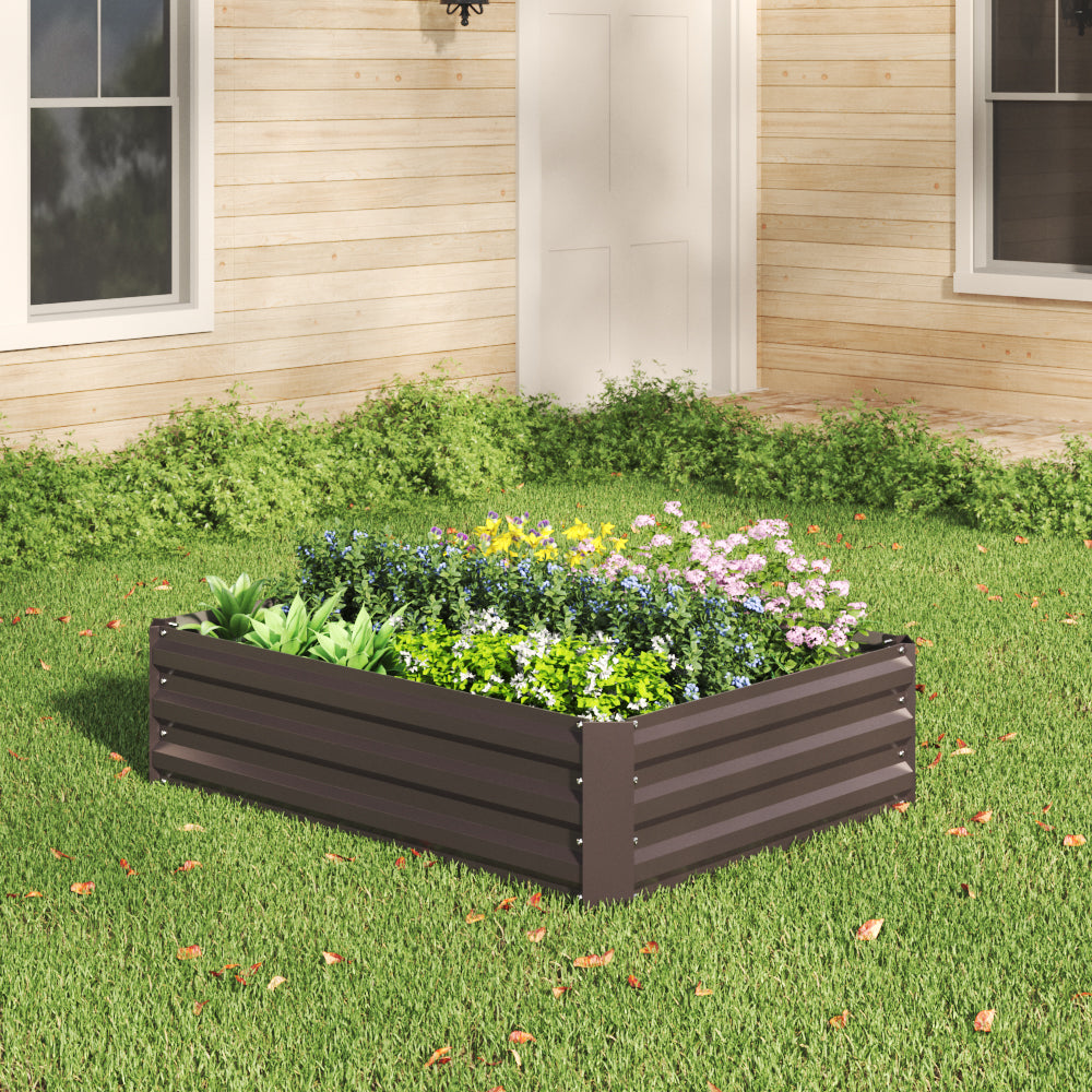 Galvanized Steel Square Raised Garden Bed Planter Box