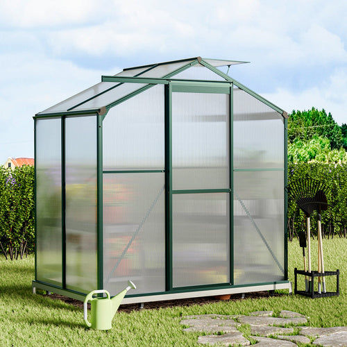 6ft W Garden Aluminium Greenhouse Polycarbonate with Vent