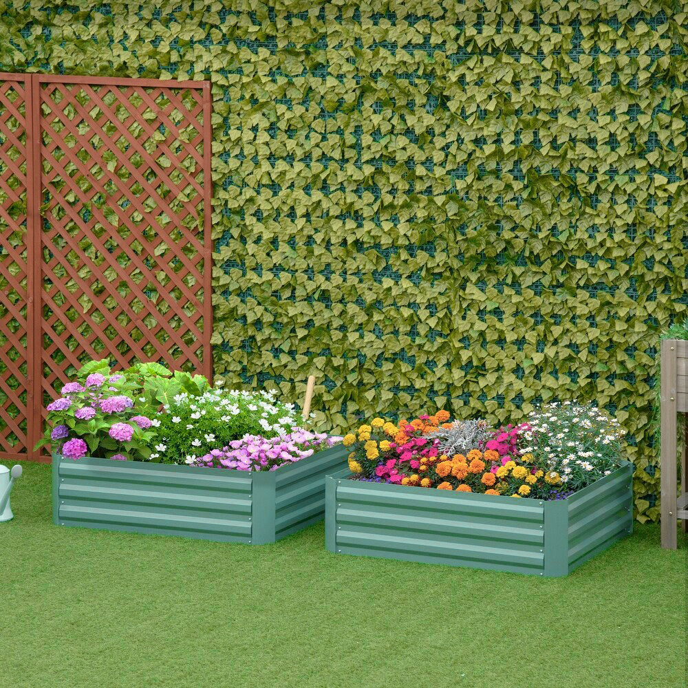 Galvanized Steel Square Raised Garden Bed Planter Box