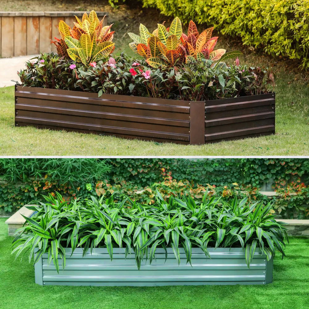 Galvanized Steel Square Raised Garden Bed Planter Box