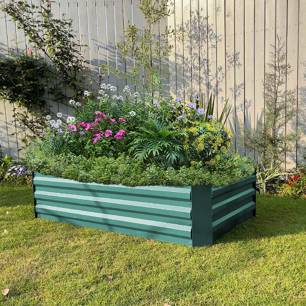 Galvanized Steel Square Raised Garden Bed Planter Box