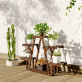 Wood Flower Stand 6 Tier Plant Pot Holder for Garden