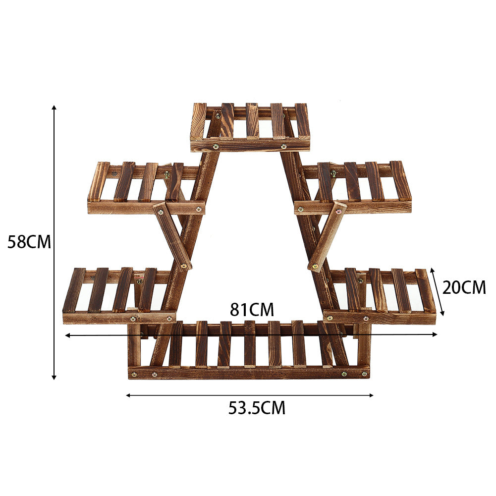 Wood Flower Stand 6 Tier Plant Pot Holder for Garden