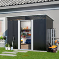 8.6 ft Lockable Galvanized Steel Garden Metal Shed with Windows